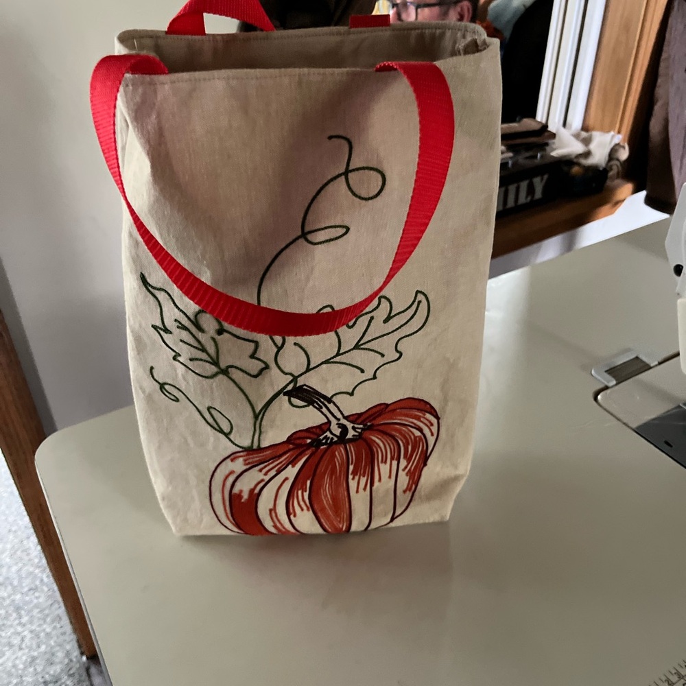 Chic Pumpkin Canvas Tote with Orange handles